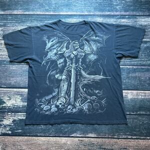 2007 Liquid Blue Full Print Skull Reaper T-Shirt